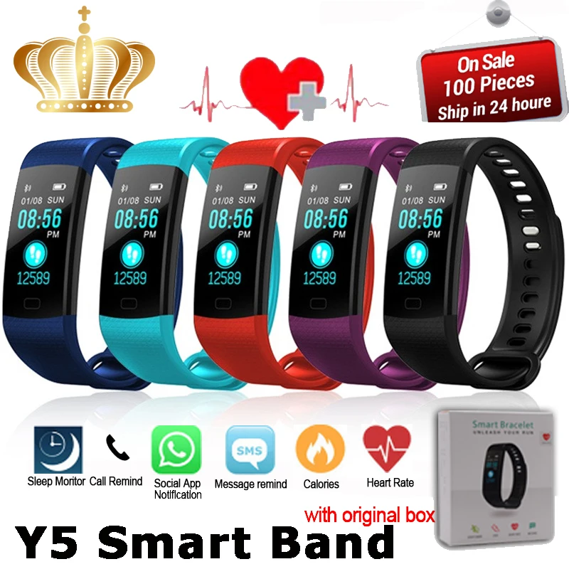 

JRGK Y5 Smart Band Watch Color Screen Wristband Heart Rate Activity Fitness tracker Smart Electronics Bracelet PK band 2/3