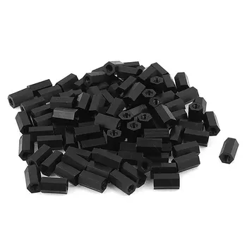 

M3x10mm Female Thread Nylon Hex Standoff Spacer Pillar Black 100pcs