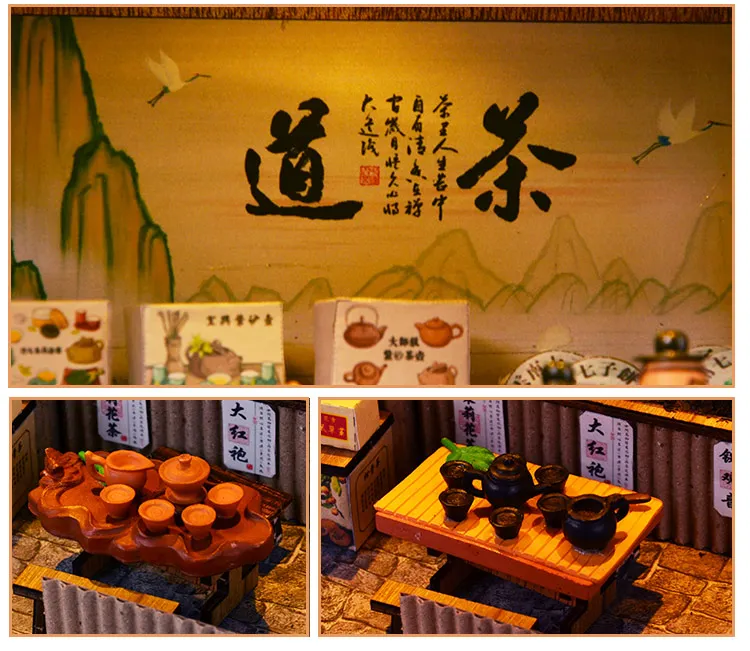 Sala de Móveis Casa de Bonecas em Miniatura Brinquedos para as Crianças Cutebee Casa Faça Você Mesmo Popular Chinesa Arquitetura 4 Bonecas Em Miniatura Casa de Bonecas Em