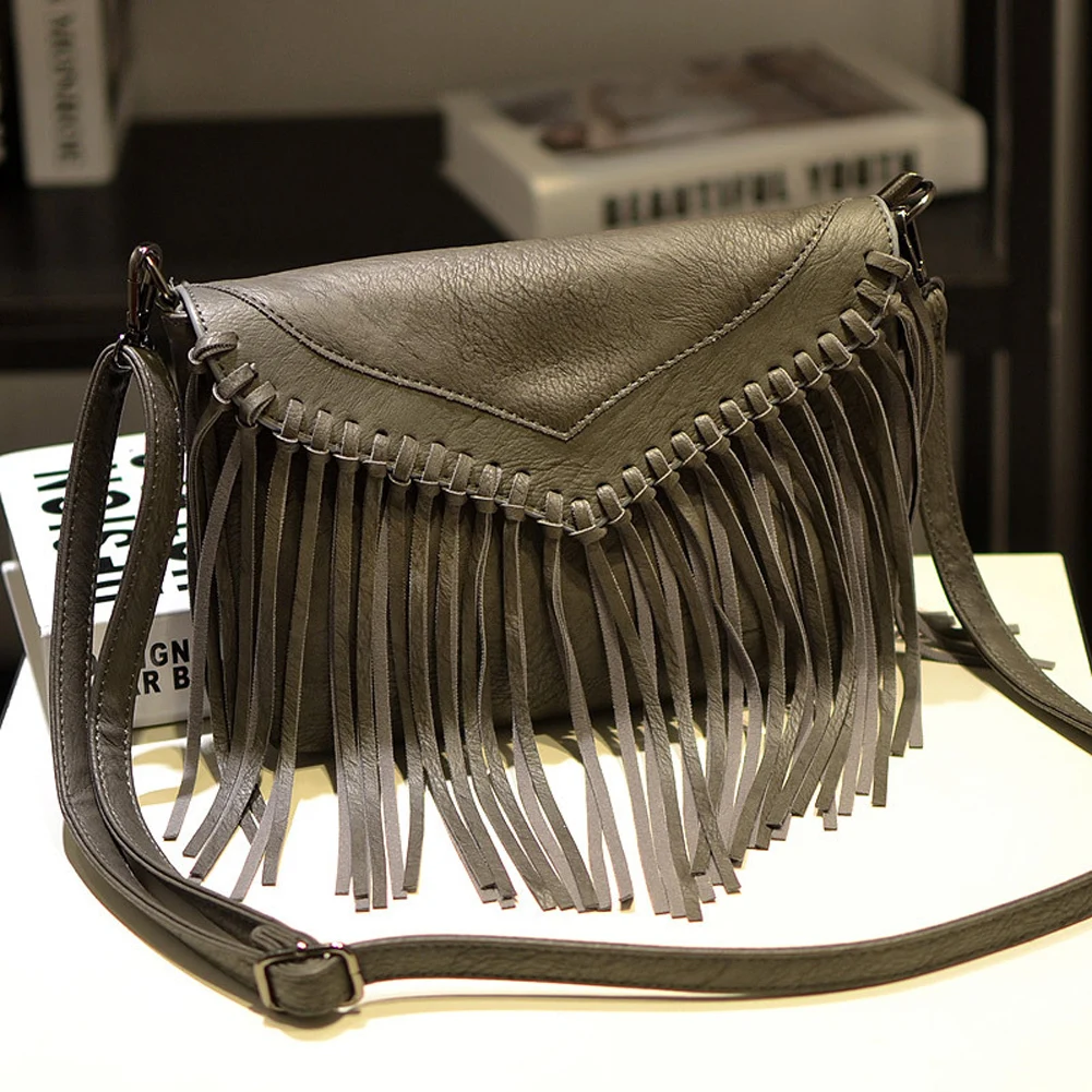 Винтаж с бахромой Для женщин небольшой плеча сумки бренда Crossbody сумка женская