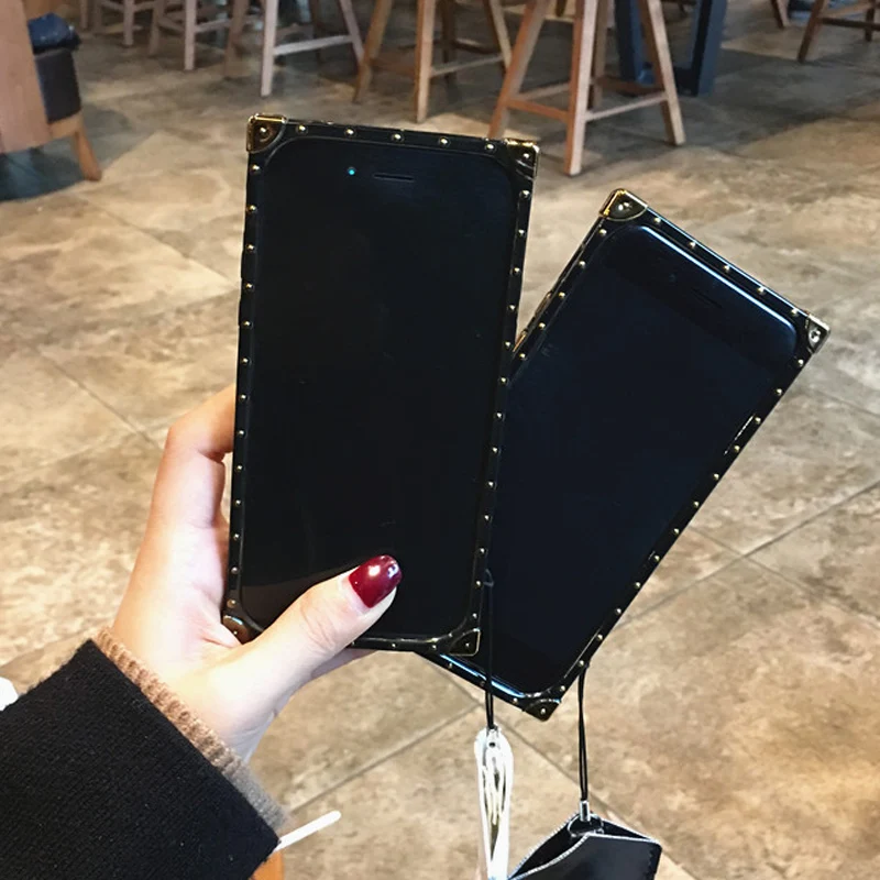 Роскошный квадратный клетчатый чехол с узором для IPhone X XS Max XR 6 6 S 7 8 Plus, чехол, модная сумка для телефона из искусственной кожи с ремешком