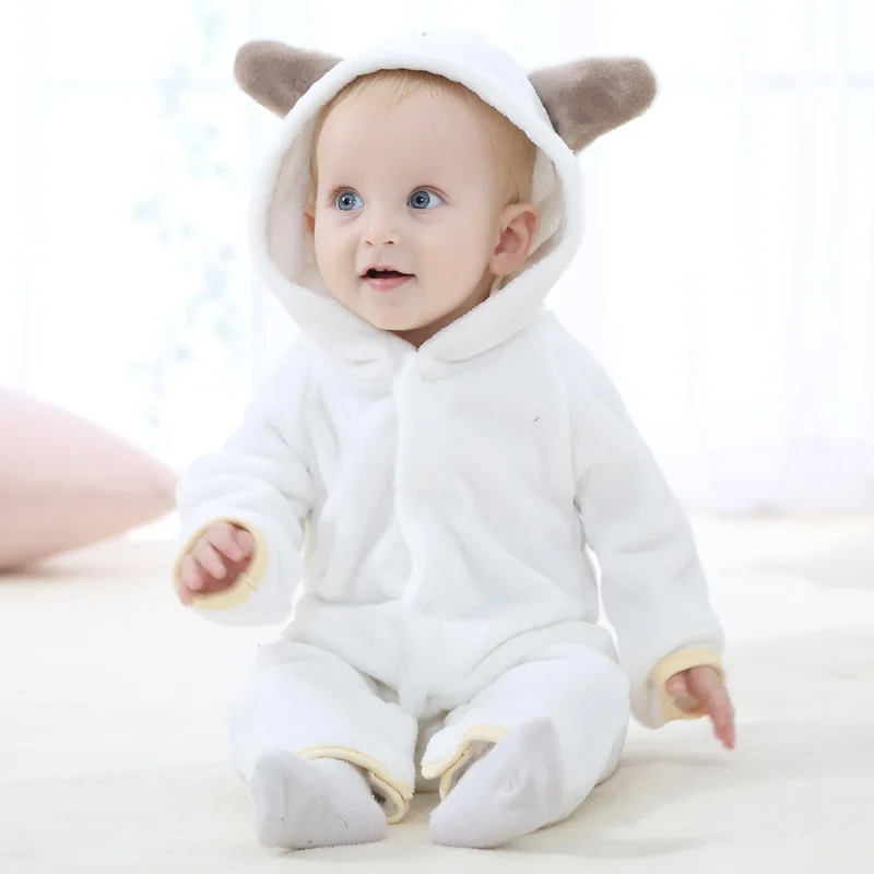 Мягкие фланелевые пижамы для новорожденных; детская одежда для сна для мальчиков и девочек; теплое одеяло для младенцев; пижамы; комбинезон с капюшоном для детей от 0 до 2 лет - Цвет: White
