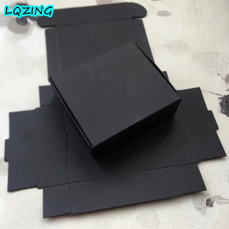 Маленькая черная Подарочная коробка, дешевая черная коробка для колец, черная крафт-бумага коробка для хранения часов/мыло ручной работы/конфетная посылка