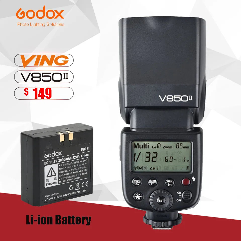 Godox V850II GN60 2 4 г беспроводной X Системы Speedlite литий-ионный Батарея вспышка света для