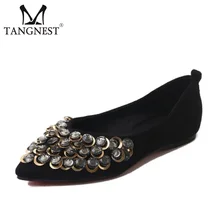 Tangnest/модные женские бездельники очаровательный со стразами; женская повседневная обувь с острым носком без застежки; весенняя женская обувь на плоской подошве; XWD6528