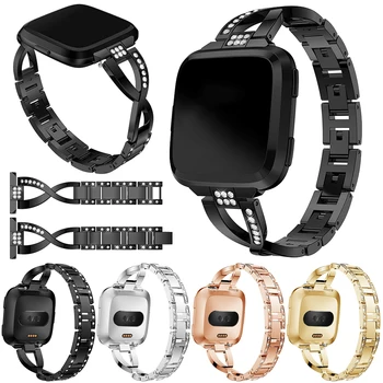 

For Fitbit Versa Watch Band Shinny Diamond Stainless Steel Replace Strap For Fitbit Versa Watchband Wrist band Women Bracelet