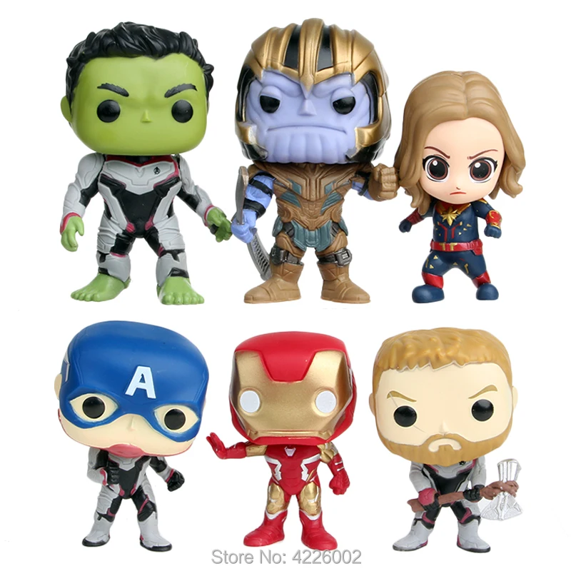 

Avengers 4 Endgame Thanos Captain Marvel Thor Iron Man Hulk PVC Figures Superheroes Model Kids Hot Toys for Children 6pcs/set