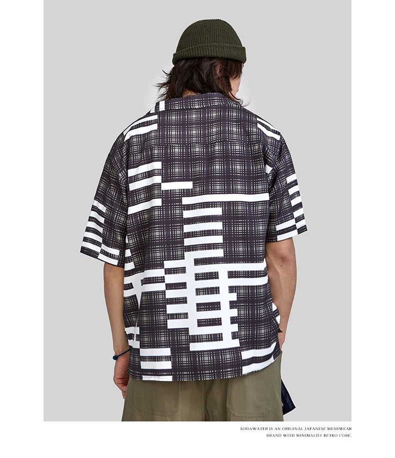 SODA WATER 2019 коллекция ss для мужчин свободные хип хоп рубашка Harajuku японский уличная High Street печатных Повседневная 9239 S