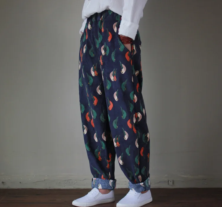 printed corduroy pants