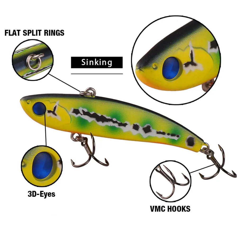 TAF популярная модель VIB приманки 7 см/13 г ассорти цветов приманки для ловли карпа качественная жесткая приманка с французским VMC крючком воблеры