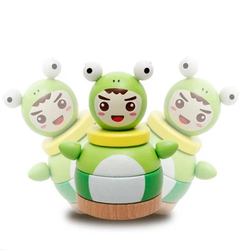 

Cartoon Wooden Educational Block Tumbler Doll Roly-poly Mobile Toy For Baby Newborns Kids Gift Stacking Game