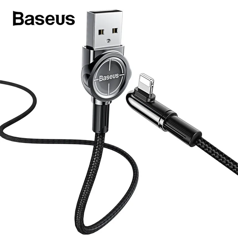 

Baseus 90 Degree Reversible USB Cable 2.4A Fast Charging Cable for iPhone X XR Xs 8 7 for Phone Game Mobile Phone Charger Cable