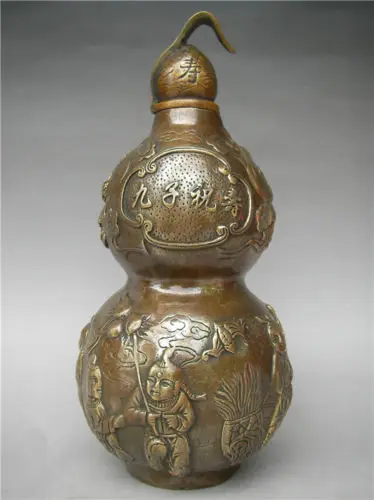 

Crafts statue The ancient Chinese copper decorations nine son birthday gourd statue halloween