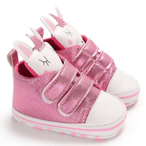 CANIS с заячьими ушками; одежда для малышей для мальчиков и для девочек на мягкой подошве детские пинетки для малышей Спортивная обувь анти-скольжения Высокое качество туфли для новорожденных - Цвет: Розовый