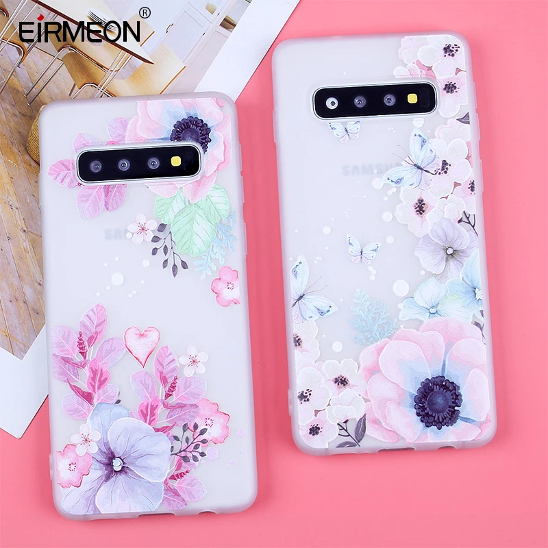 

3D Relief Silicone Cases For Samsung Galaxy S7 Edge S8 Plus S9 Plus S10 Lite S10 Plus Flowers Covers For Note 9 Soft TPU Capas