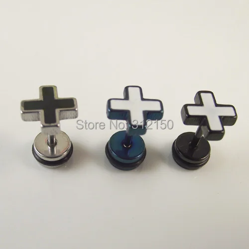 SaYao 2pcs High Quality Cross Stainless Steel Earring Studs Mens boy