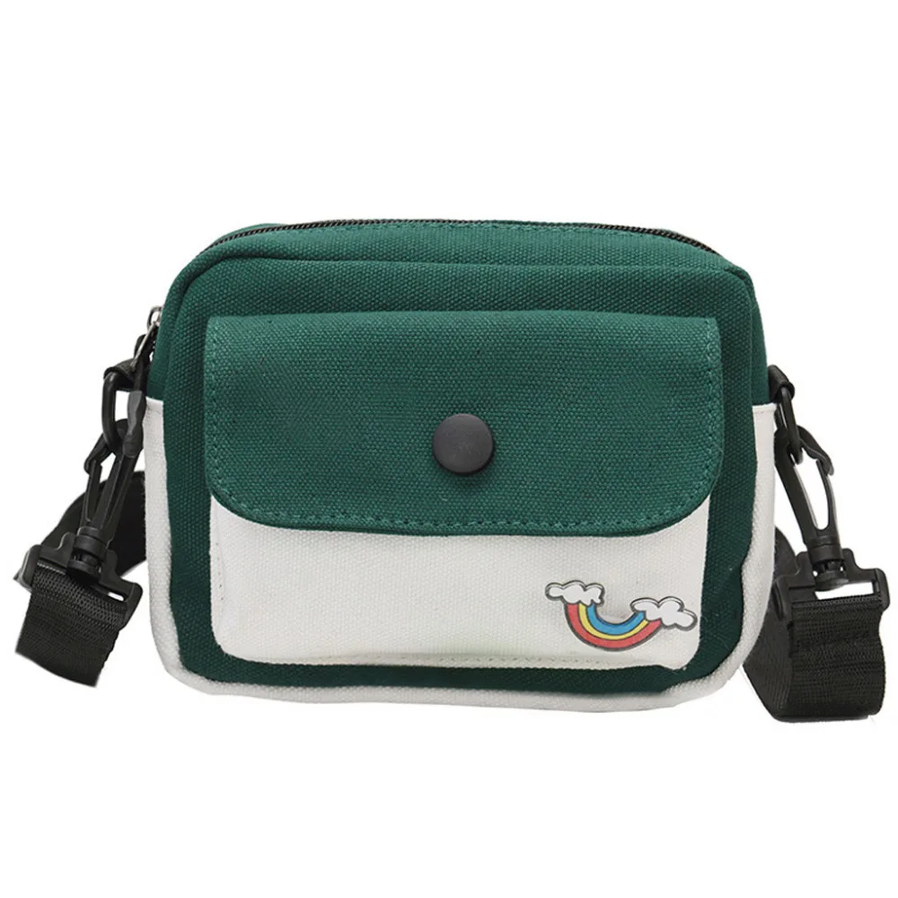 

Canvas Cross Body Bag Fashion Patchwork Color Canvas Messenger Bag Teenagers Cross Body Bag women bags 2019 summer handbags #15