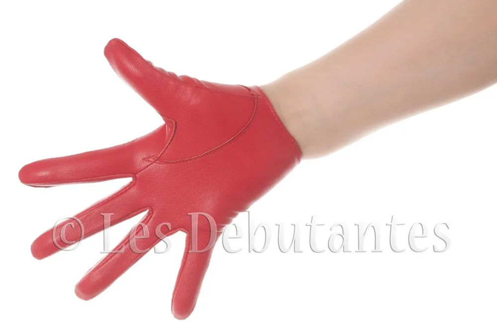 Женские красные кожаные перчатки для вождения