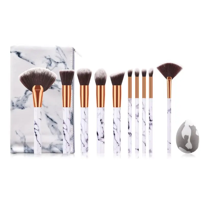 

10pcs Pro Makeup Brushes Set Foundation Powder Eyebrow Eyeshadow Brush With Storage bag and Puff