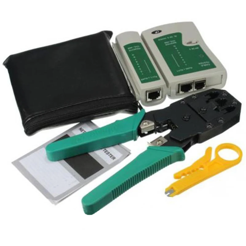 

Professional Network Cable Tester for Lan rj45 rj11 with Wire Cable Crimper Crimp PC Network Hand Tools Set Herramientas BZ
