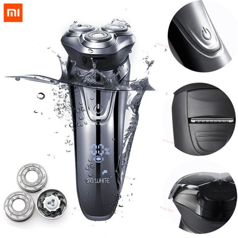 

XIAOMI SO WHITE Men Washable Rechargeable Electric Shaver Wireless 3D Smart Control Razor IPX7 Waterproof Shaving Beard Machine