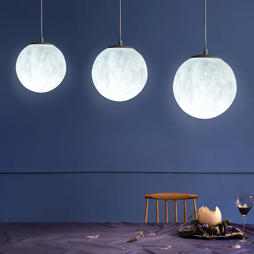 

Nordic simple restaurant lamp creative retro personality bedroom art ball moon lanyard pendant lights