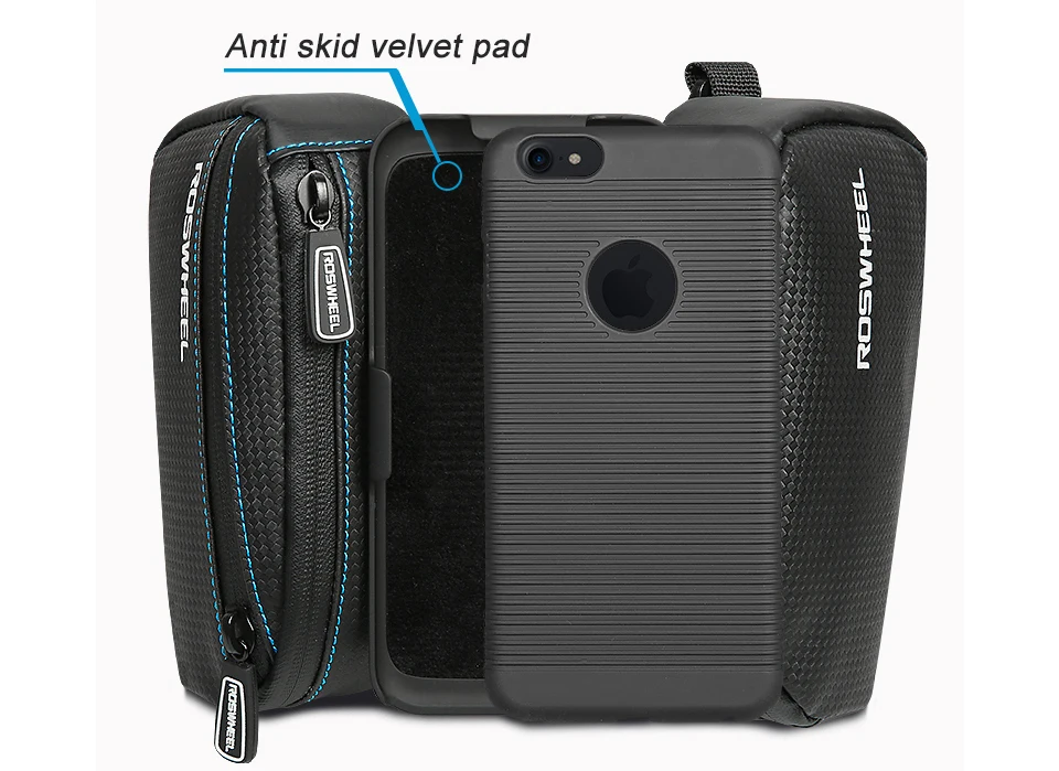 Excellent ROSWHEEL TANK  2.4L Bike Bicycle front tube Double Pouch Bags With two 4.7-6.0 inch iPhone7 6 6s plus Samsun Huawei Cycling bag 9