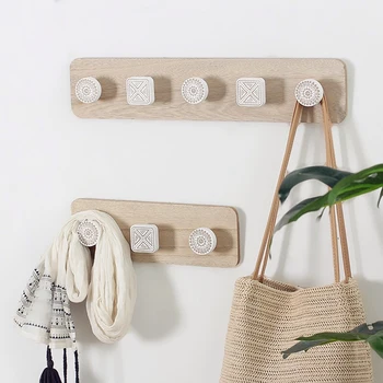 

Multi-hook ins Nordic B&B wooden coat decoration hook creative home hotel porch living room wall hanging coat hook