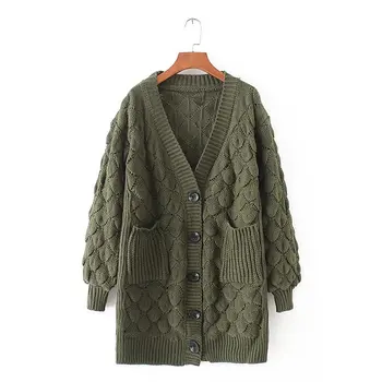 

2019 Spring Autumn Women Crochet Tops Fashion Cardigan Female Hollow Out Loose Knitted Long Sweaters Ladies Rebecas Mujer Q22