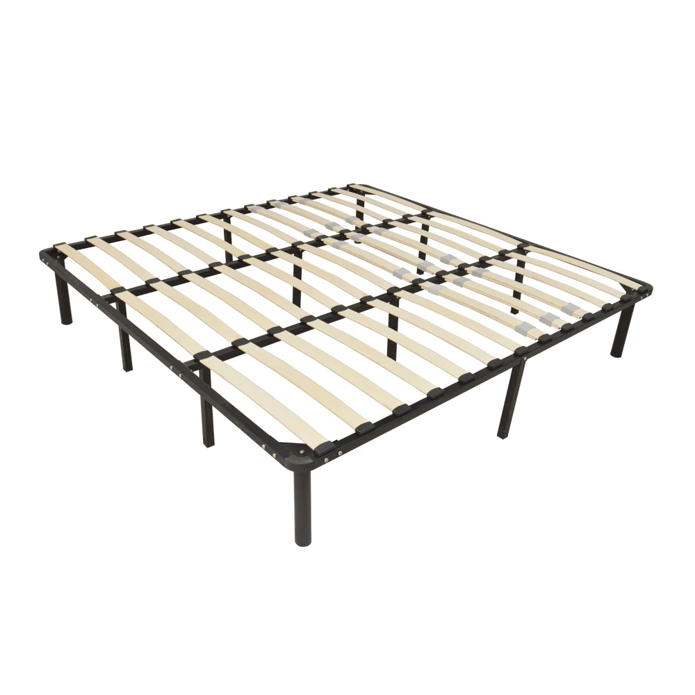 King Size Metal Iron Bed with Wooden Slat Black Dropshipping King Size Metal Iron Bed with Wooden Slat Black Dropshipping