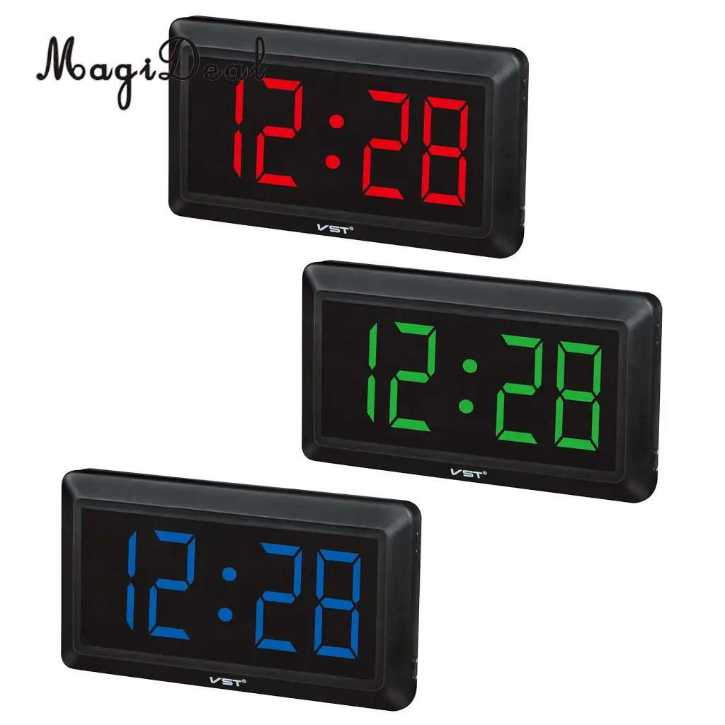 Practical Table Desk Clock Wall Digital LED Clock 24 Hour Display with AAA Backup Battery Memory Function EU Plug