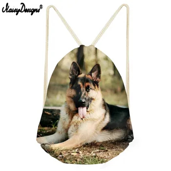 

Ladies Fashion Backpack German Shepherd Printing Drawstring Backpacks Women String Beach Bags for Kids Mini Bagpack Bolsa Custom