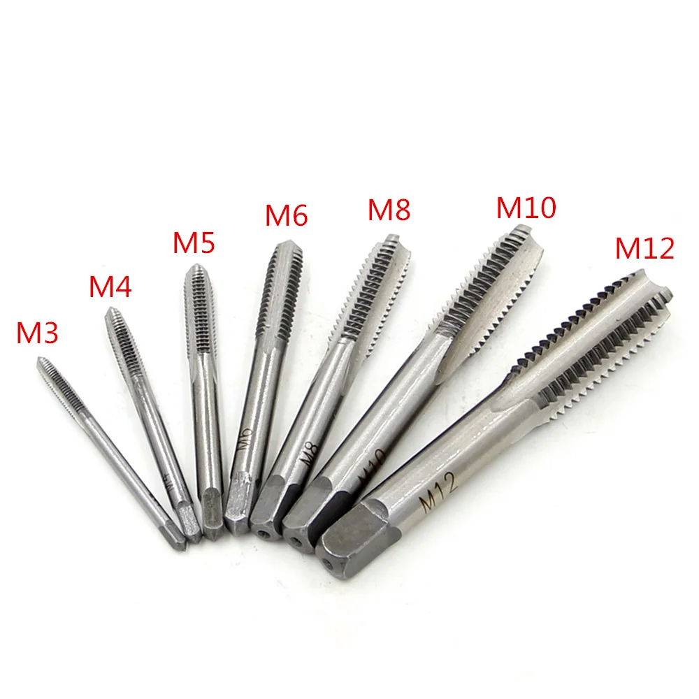 FGHGF 7PCS HSS Manual Tap Set Square Shank Straight Groove Thread Handle Grinding Tool
