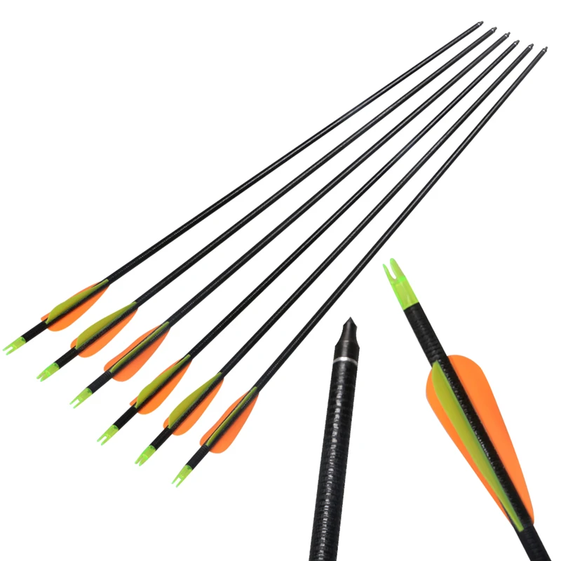 24 pieces hot sale fiberglass arrows with 2 orange 1 yellow feather