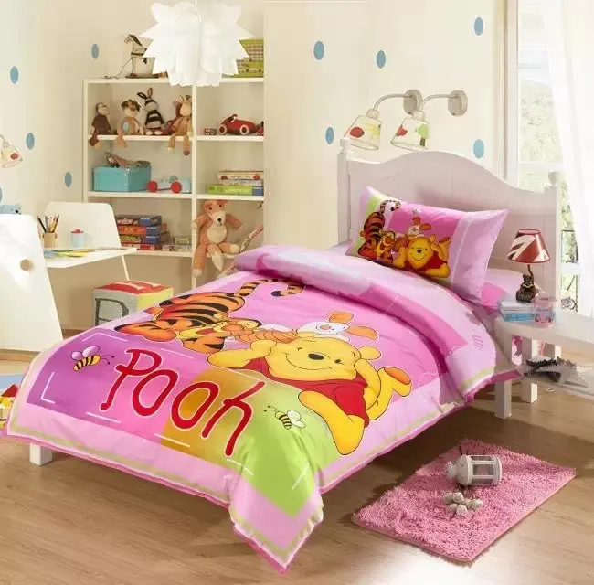 

pink winnie the pooh cartoon comforter bedding set single twin size quilt duvet covers coverlet cotton Girls bedroom decor 3-5pc