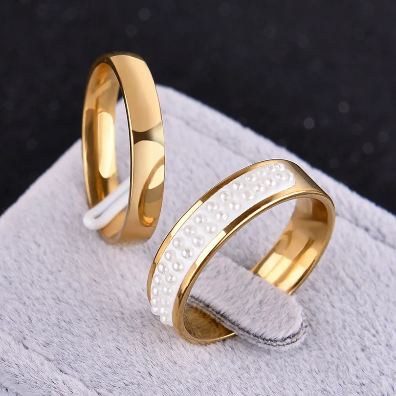 2PCS/set Plus size Wedding Rings for Men and Women Gold