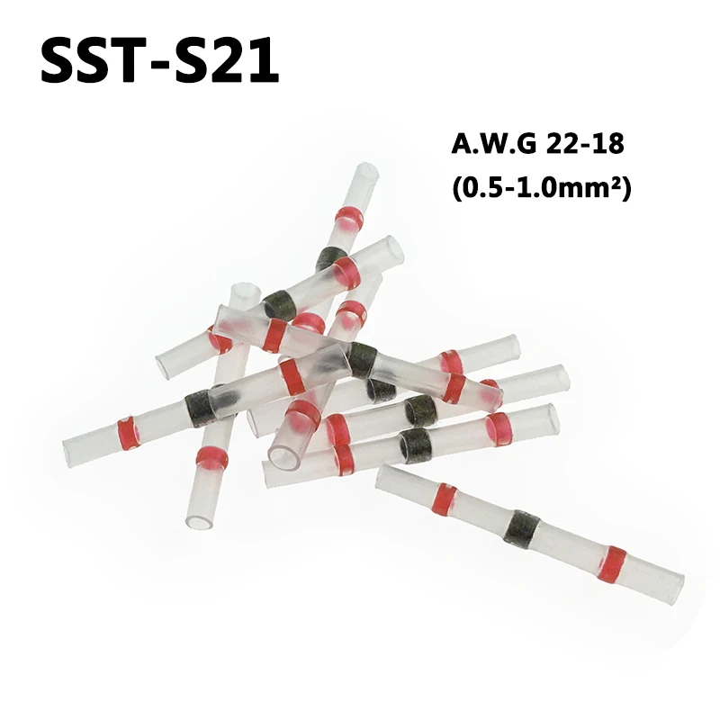 20 шт/50 шт/100 шт SST-S21 уплотнение термоусадочный стыковой провода разъемы терминалы AWG22-18 0,5-1,0 мм красный припой рукав водонепроницаемый - Цвет: S21 Red