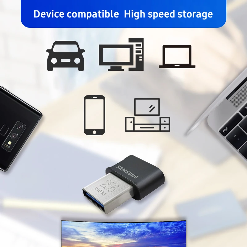 SAMSUNG USB3.1 USB флэш-накопитель FIT Plus 32G 64G 128G 256G ручка-накопитель маленькая карта памяти устройство для хранения совместимо с USB 3,0/2,0