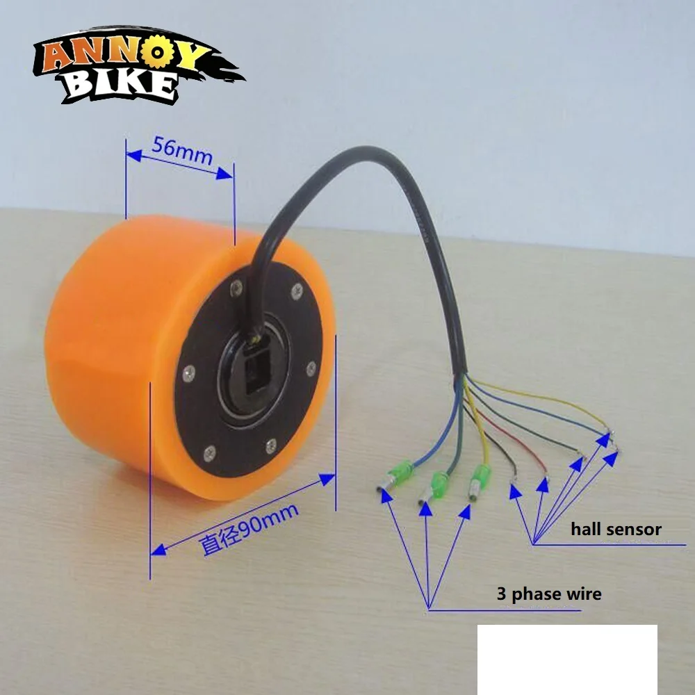 Top 90mm 36v 350w 3.5inch Hall Sensor electric Skateboard Motor Wheel Hollow Shaft Design 1