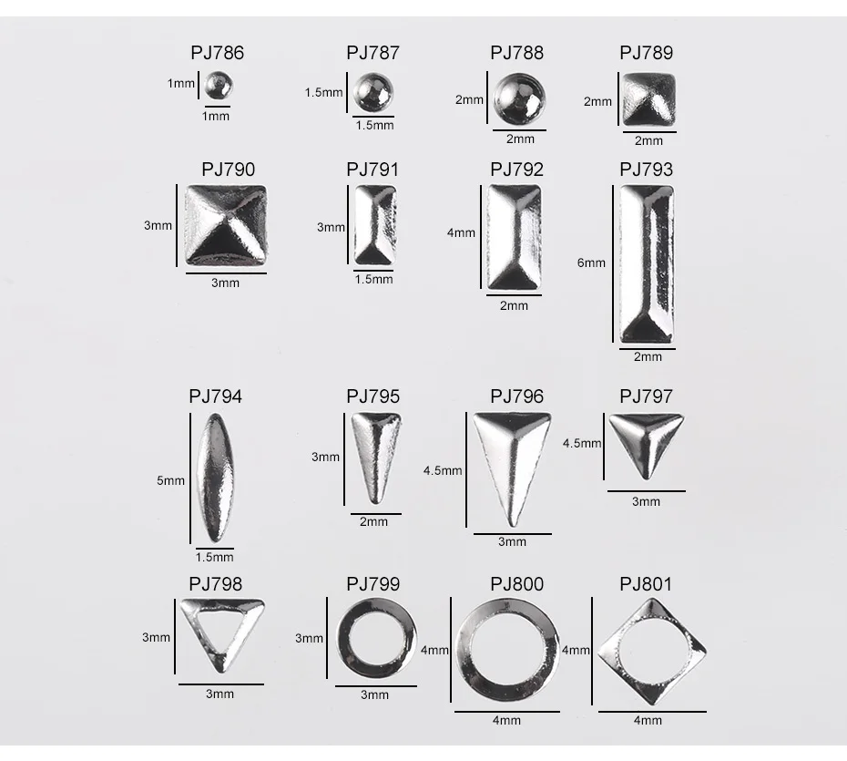 100 шт черные заклепки треугольные круглые медные аксессуары шпильки для дизайна ногтей металлические подвески для маникюра 3D украшения для дизайна ногтей