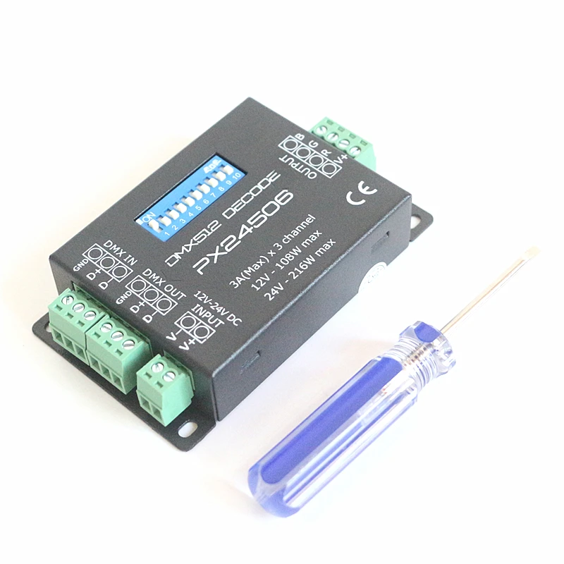 DC12 24V 9A 216 Вт Высокая мощность PX24506 DMX512 декодер драйвер цифровой усилитель сигнала