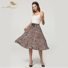 SISHION леопардовая юбка L71 летние резинка на талии Для женщин женские Повседневное качели плиссированная сексуальная юбка jupe femme