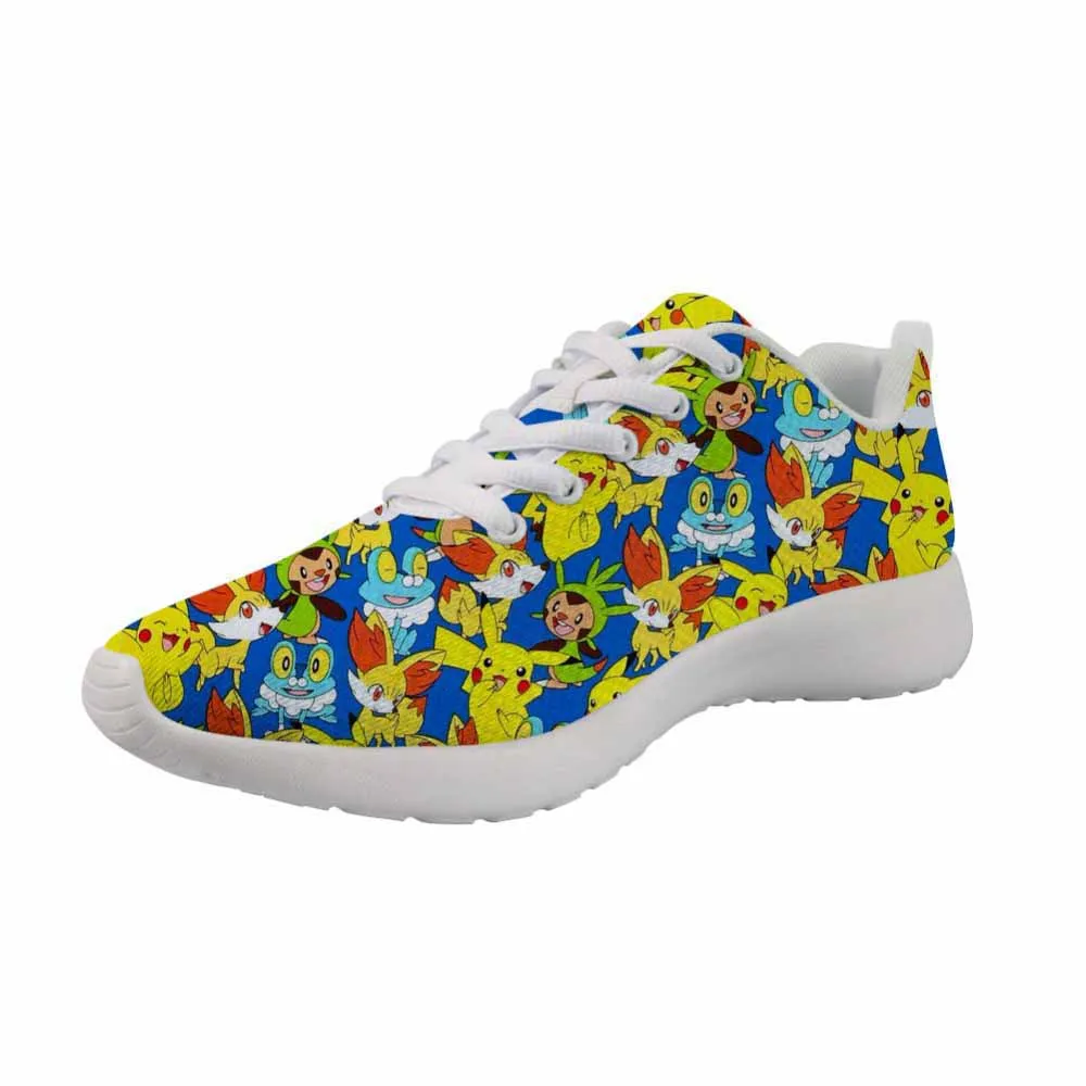 

Customized Men's Flats Shoes 3D Pikachu Print Comfort Lace Up Casual Trainer Walking Shoes Pokemon Cartoon Sneakers for Boy Man