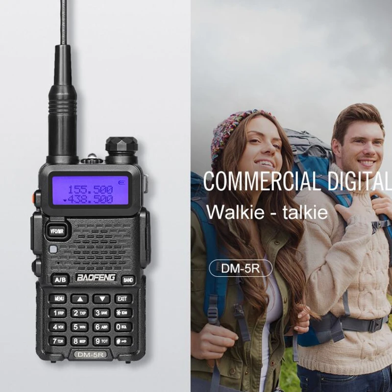 

DMR radio DM-5R dual band VHF&UHF 136-174MHz - 400-480MHz 2000mAh Li-ion battery two way radio