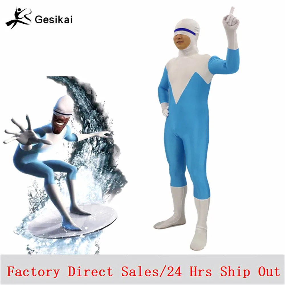 

Kids Adult The Incredibles Frozone 2 Superhero Costumes Boys Men Children Cosplay Bodysuits Jumpsuit Frozone Halloween Costumes