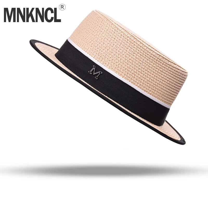MNKNCL с плоским верхом соломенная шляпа сезон: весна-лето для мужчин и женщин поездки шапки для отдыха пляжные Защита от солнца ш