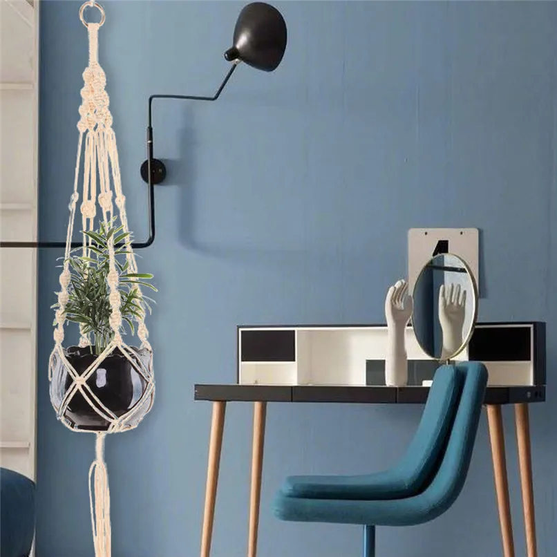 Macrame Plant Hangers Hanging Basket Hanging Plant Holder Bohemian Decor Plant Net bag wall hanging basket #2l16 (5)