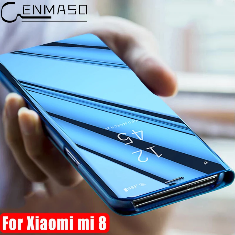 

for Xiaomi Mi 8 Case Luxury Clear Mirror Smart View Window Protection Flip Case for Xiaomi Mi8 Case Xiaomi 8 Cover Capa Coque