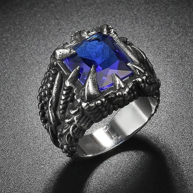 OBSEDE, мужское Винтажное кольцо с когтями дракона, титановые стальные кольца, AAAAA, CZ камень, кристалл, черный, серебряный цвет, размер 9-12, для подарка