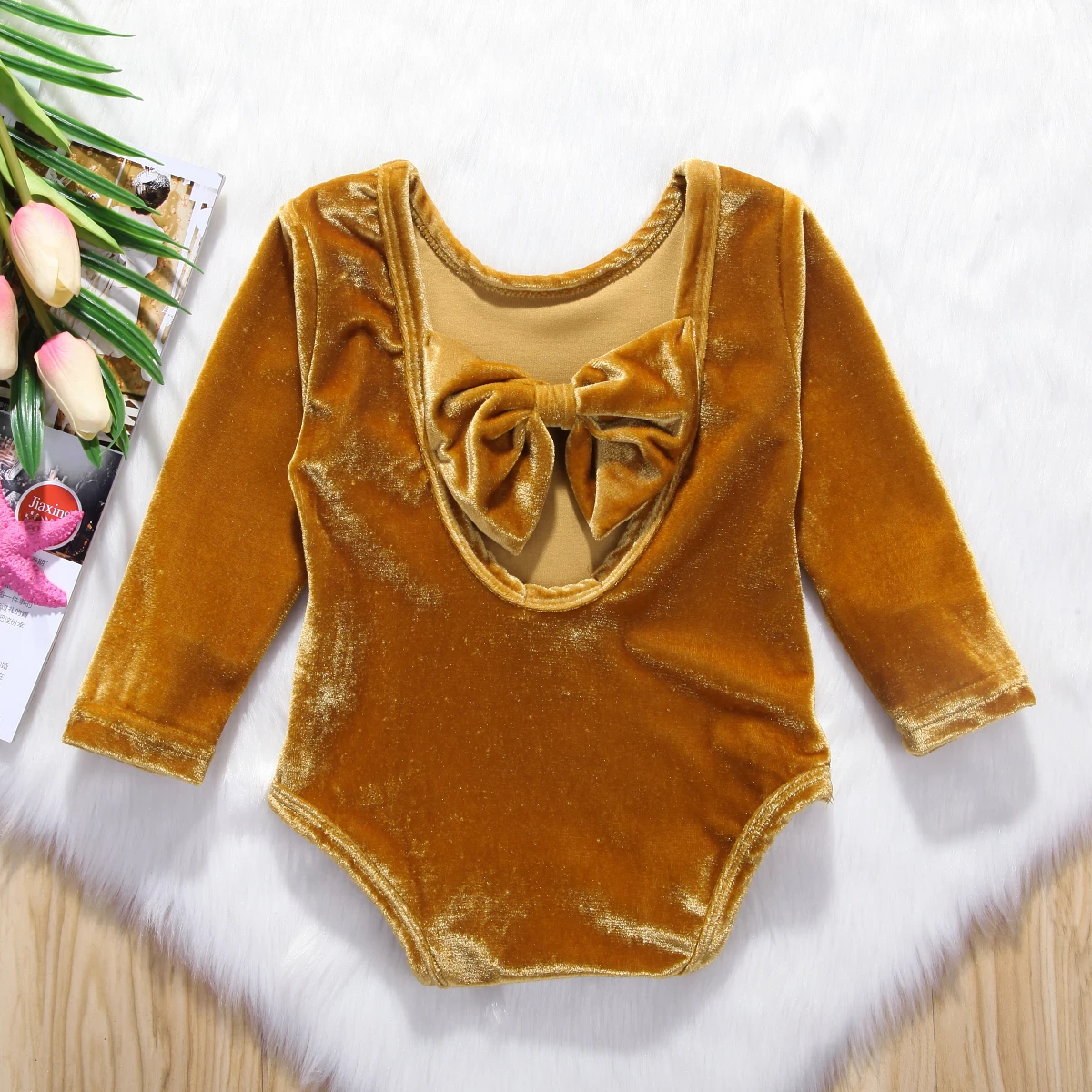Newborn Kid Baby Velvet Romper Spring Casual Toddler Girl Outfits Christmas Bowknot Romper